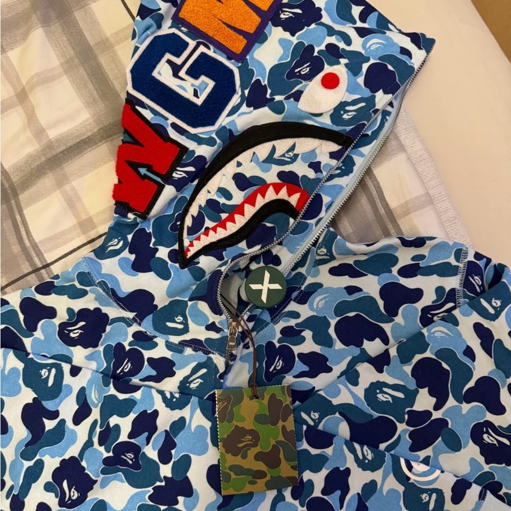 Blue bape hoodie stock x verified